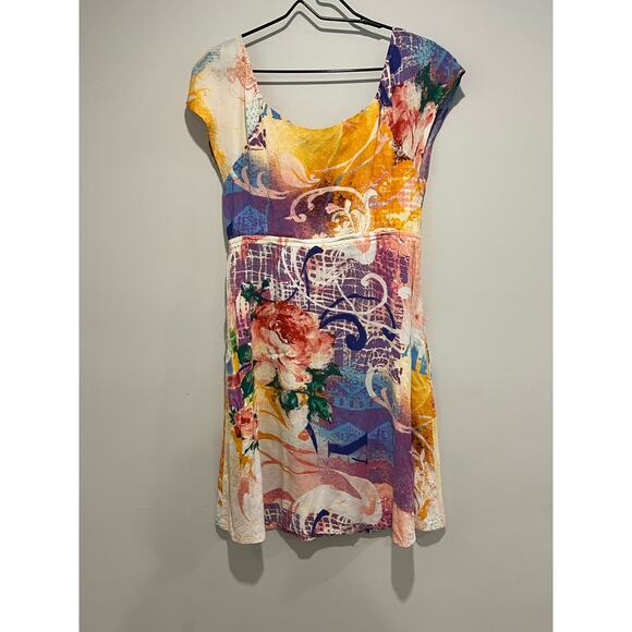 Jams World Dress Fun Floral Print‎ Empire Waist Button Closure Womans Size M - Picture 3 of 7